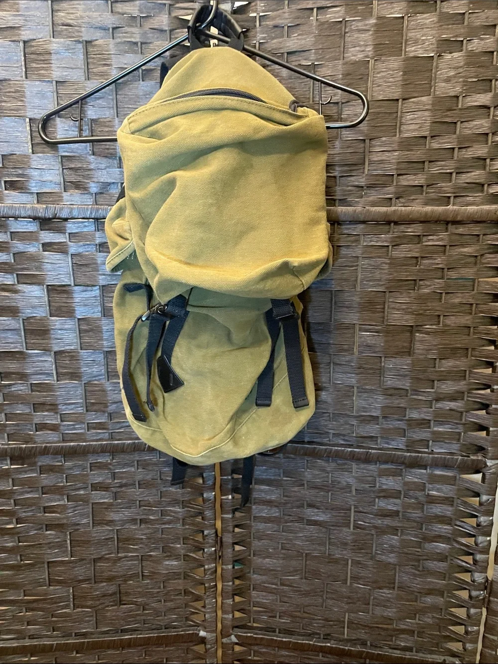 All-Son Military Style Mustard Yellow Canvas Backpack - Unisex